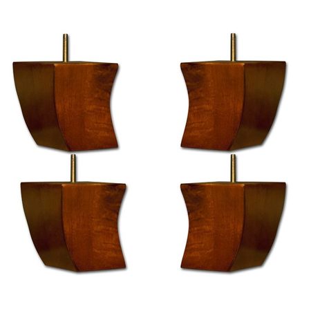 OSBORNE WOOD PRODUCTS 4 1/2 x 4 SOLD AS A SET OF FOUR~Couch Feet with bolt with Light Cherry 40401DWRW